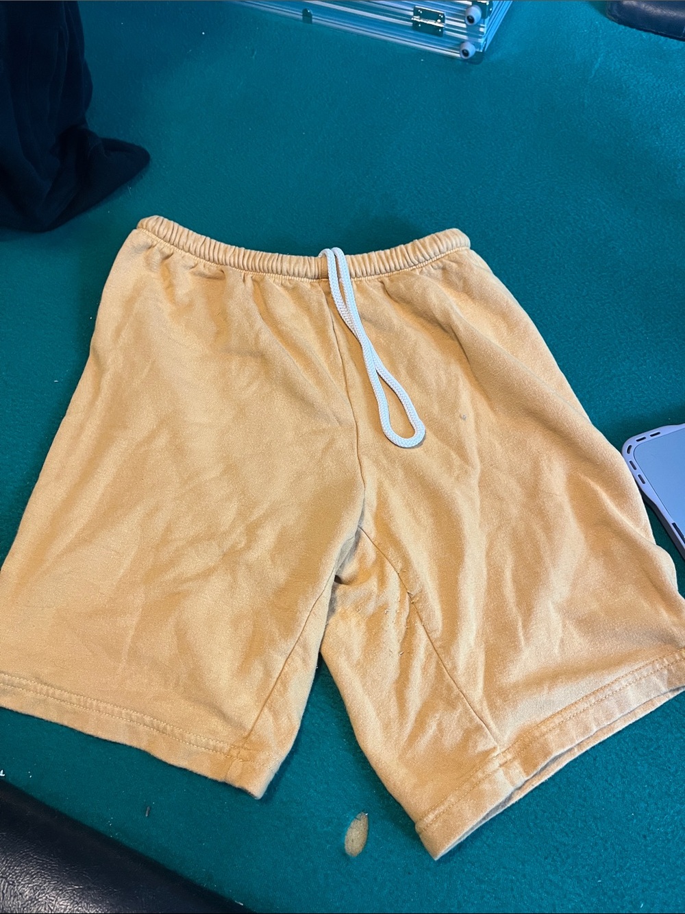 aerie Women’s Pale Yellow Athletic Shorts with White Drawstring